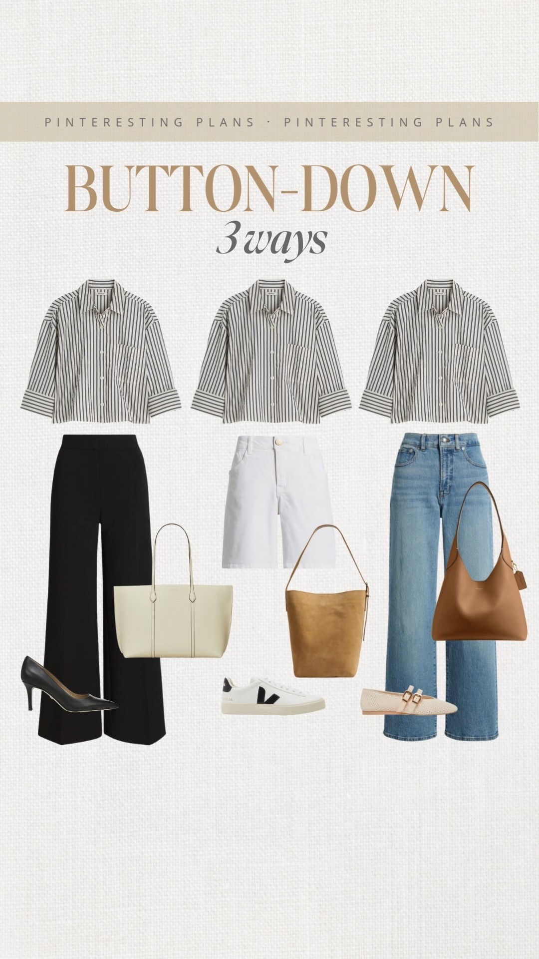 Button down 3 ways 🙌🏻🙌🏻

Button down shirt styled 3 ways  fall transition outfit, tote bag, shorts, denim jeans, pants, sneakers #LTKautumn 

#LTKStyleTip #LTKSeasonal