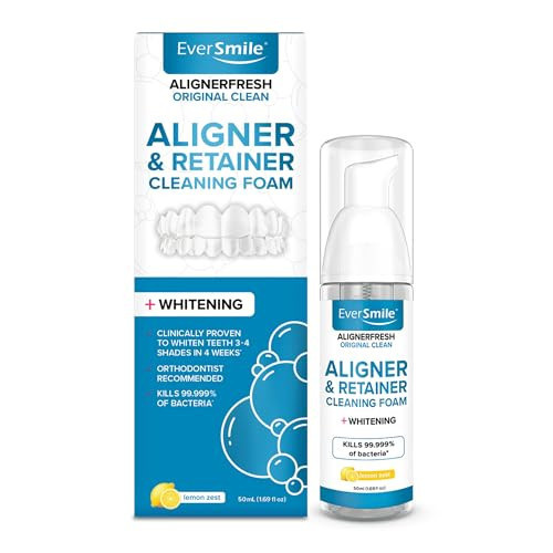 EverSmile AlignerFresh Original Clean Foam – Cleaner for All Clear Aligners & Retainers – Whitens Teeth, Fights Bad Breath – Lemon Zest, 50ml (1 Pack) | Amazon (US)