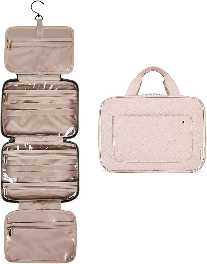 BAGSMART Toiletry Bag Travel Bag with Hanging Hook, Water-resistant Makeup Cosmetic Bag Travel Or... | Amazon (US)