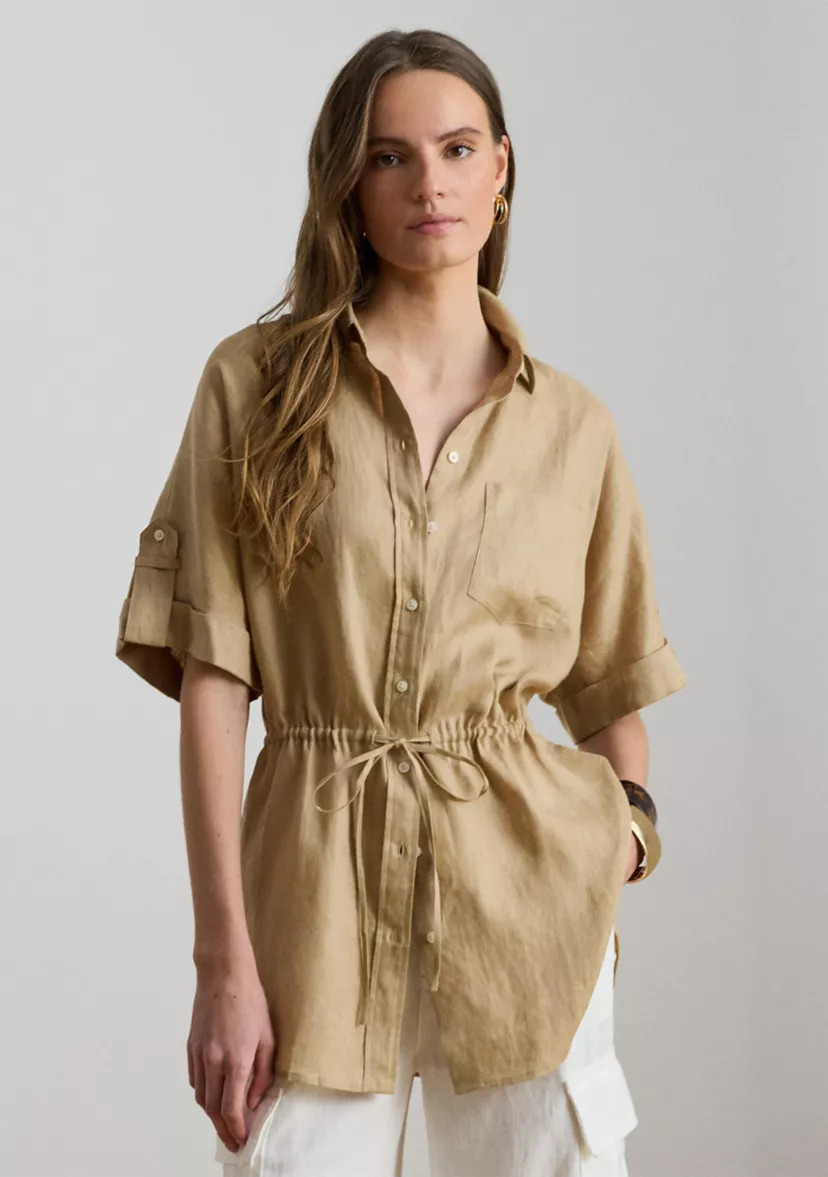 Women's Linen Roll-Tab Sleeve Tunic | Belk