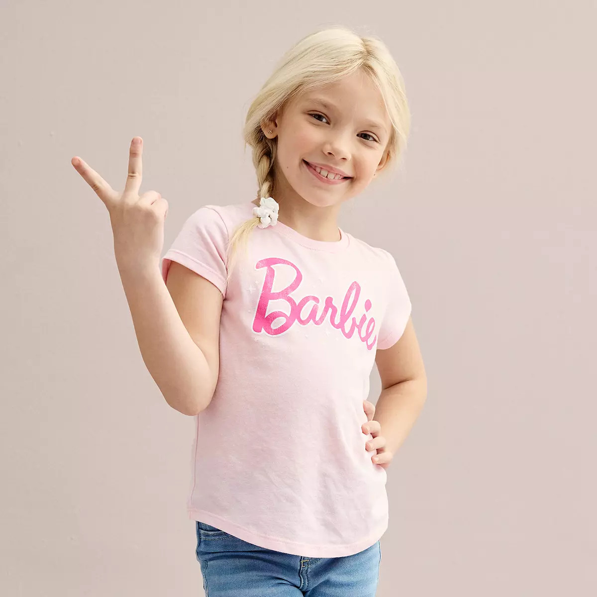 Girls 4-12 Jumping Beans® Barbie® Distressed Logo Magic Tee | Kohl's