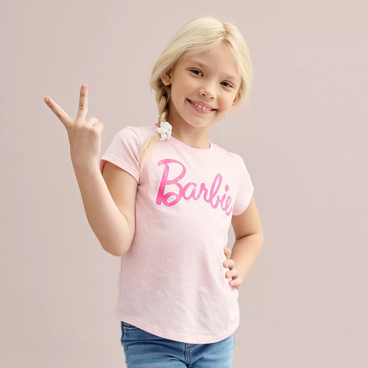 Girls 4-12 Jumping Beans® Barbie® Distressed Logo Magic Tee | Kohl's