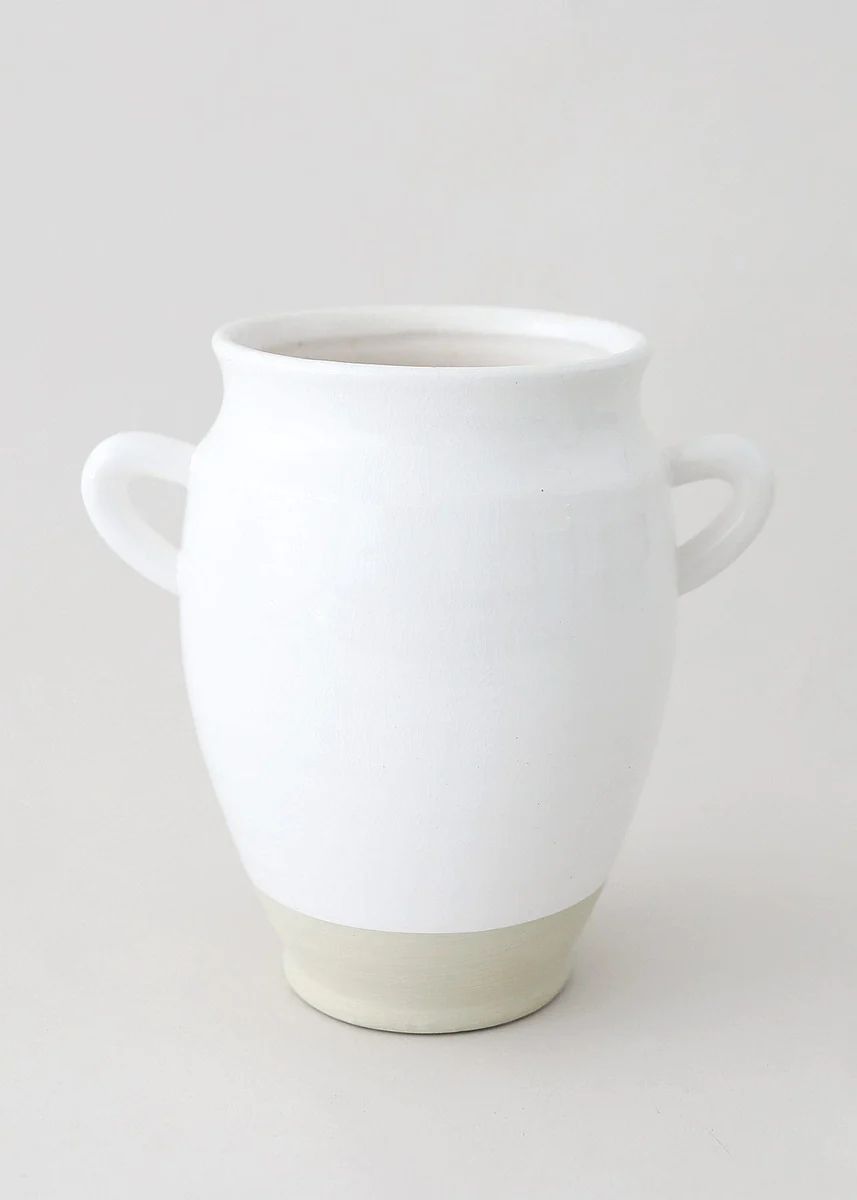 White Ceramic Urn Vase with Handles - 9.5" | Afloral (US)