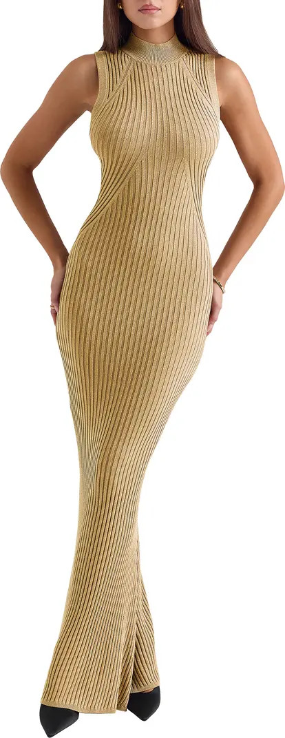 Emmie Metallic Rib Mock Neck Maxi Dress | Nordstrom