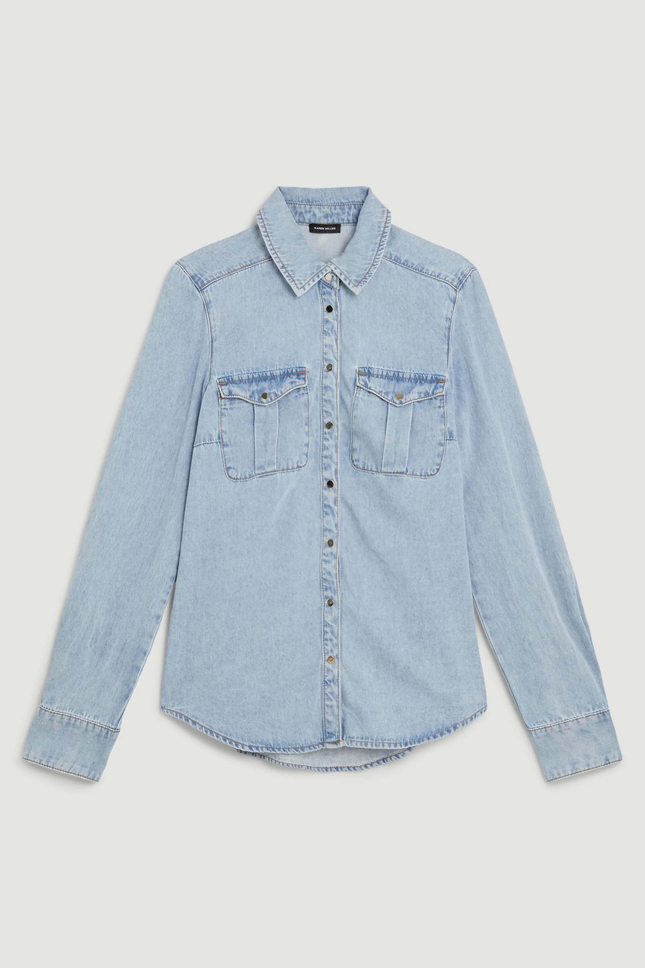 Denim Pocket Detail Relaxed Shirt | Karen Millen UK + IE + DE + NL
