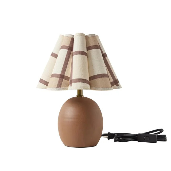Home Decor Collection 12.5" Brown Plaid Shade Table Lamp | Walmart (US)