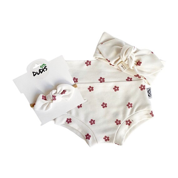 Mauve Ivory Dainty Flower Bummies and Tiny Knot or Top Knot | Etsy | Etsy (US)