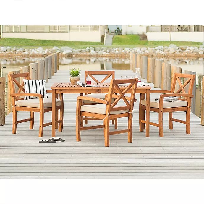 Forest Gate™ Aspen 5-Piece Acacia Patio Dining Set in Brown with Cushions | Bed Bath & Beyond