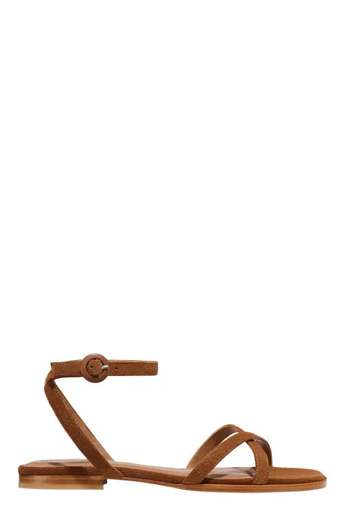 MARGAUX The Flat Sandal in Saddle Suede at Nordstrom, Size 39.5 | Nordstrom