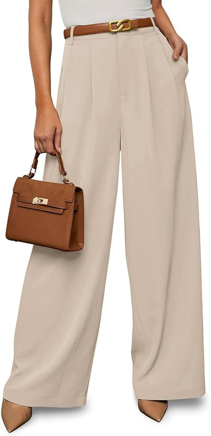 NIMIN Women Wide Leg Palazzo Pants High Waisted Business Casual Pants Dressy Loose Work Trousers ... | Amazon (US)