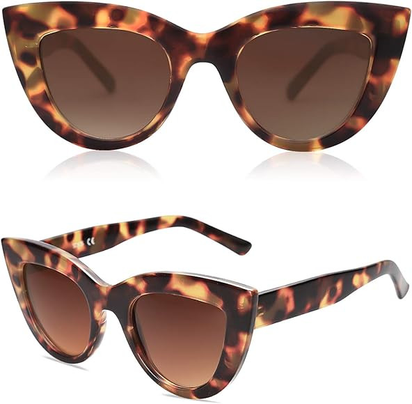 Retro Vintage Cateye Sunglasses for Women Plastic Frame Mirrored Lens SJ2939 | Amazon (US)