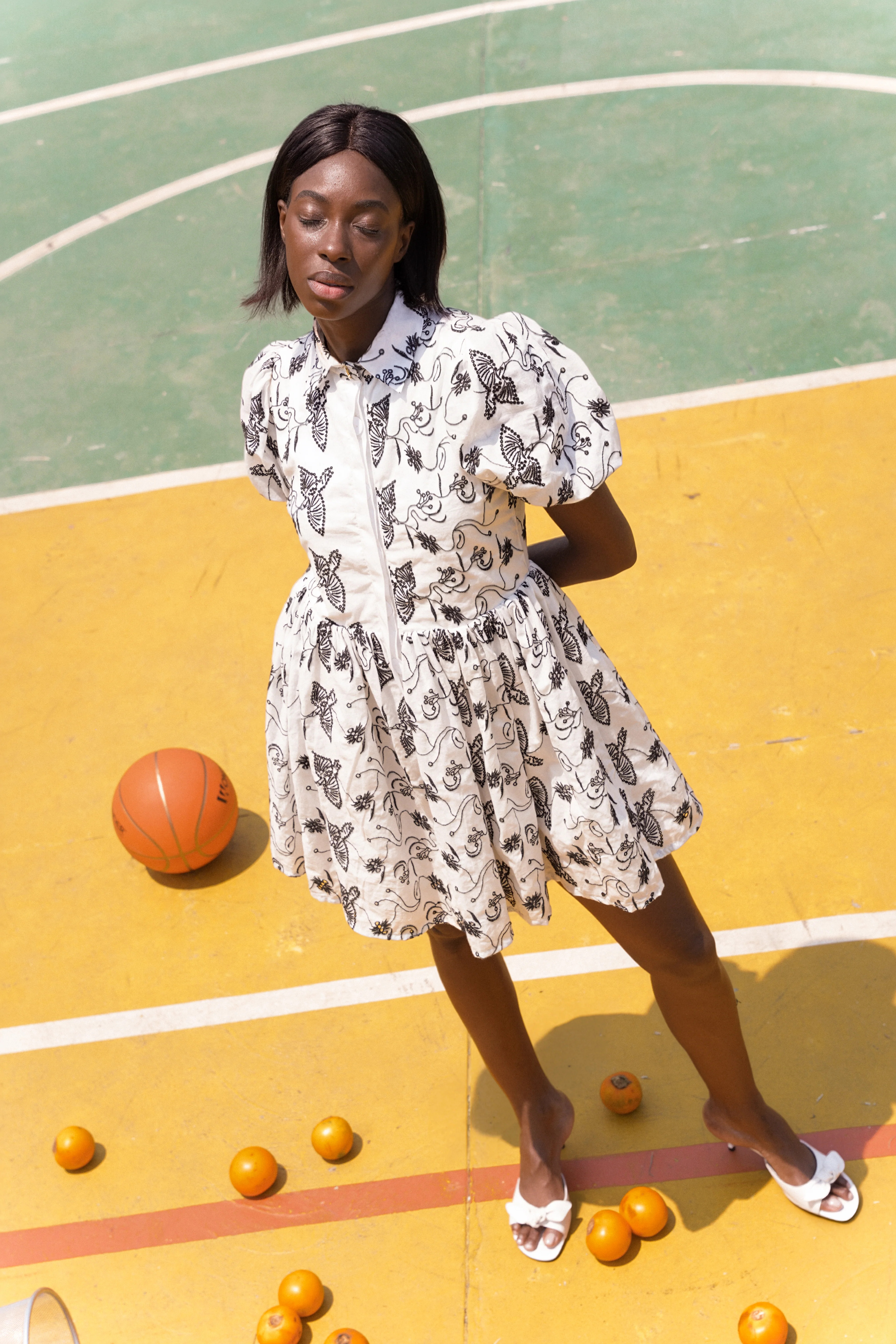 Sundown Shirt Dress Off White Eyelet | Puff Sleeve Cotton Dress | The Lulo Project | The Lulo Project (US)