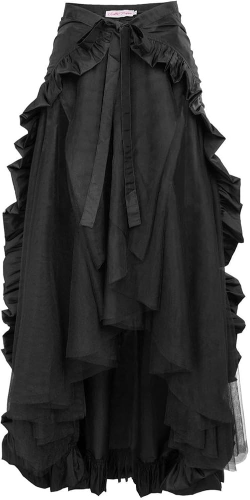 Women's Gothic Steampunk Skirt - Long Ruffled Pirate Skirt with Victorian High-Low Bustle - Gothi... | Amazon (US)