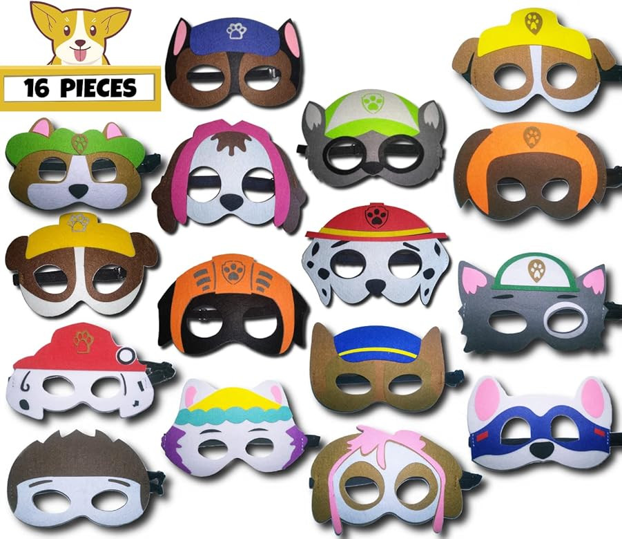 TONSY Felt Mask Sets: Superhero & Paw Patrol Party Supplies for Kids - Adjustable Elastic, Birthd... | Amazon (US)