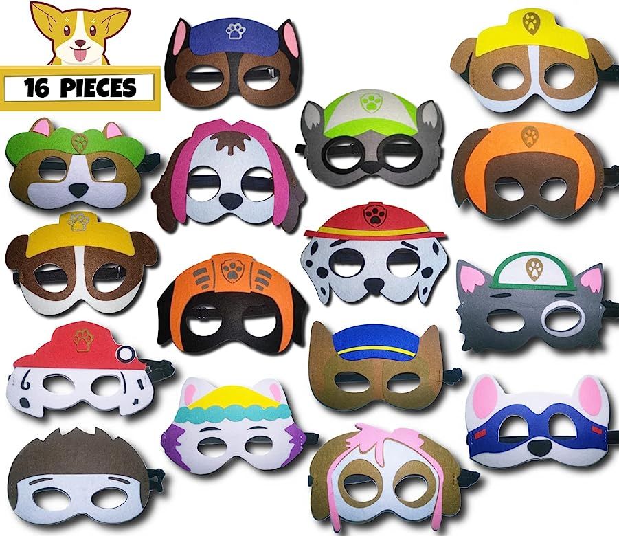 TONSY Felt Mask Sets: Superhero & Paw Patrol Party Supplies for Kids - Adjustable Elastic, Birthd... | Amazon (US)