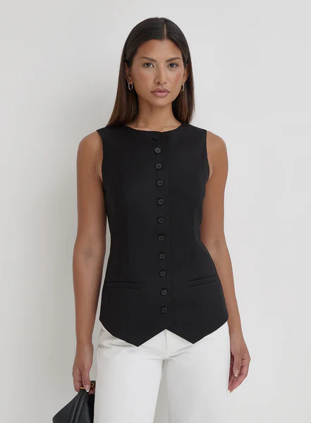 Black Tailored Waistcoat- Briella | 4th & Reckless