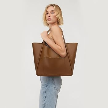 KKXIU Tote Bag for Women Vegan Leather Shoulder Purse Large Capacity Travel Bag | Amazon (US)