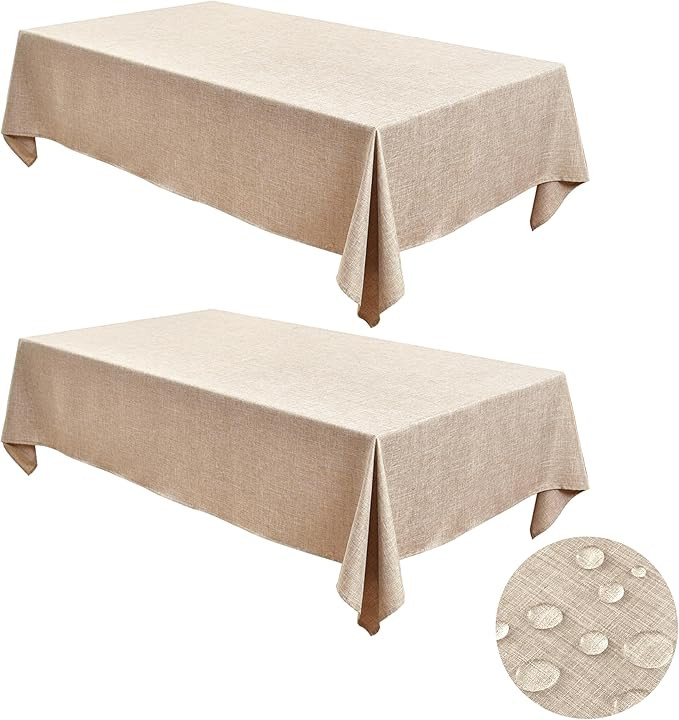 Faux Linen Tablecloths for Rectangle Tables: Water & Stain Resistant Farmhouse Table Cloth, Washa... | Amazon (US)