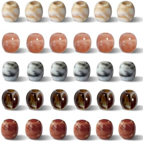 140pcs 12 * 12mm Barrel Macrame Acrylic Beads Mix 5 Color Hair Beads(Large Hole:5mm) | Amazon (US)