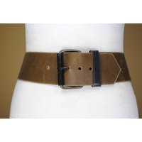 Wide Khaki Leather Belt, Dark Green Wide Brown Belt | Etsy (US)