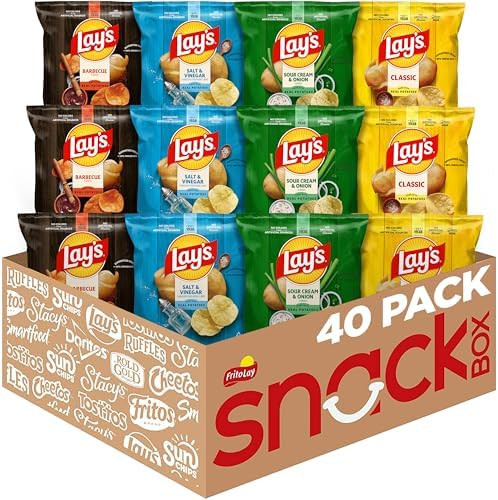 Lay's Potato Chips, 4 Flavor Variety Pack, 1 oz Single Serve Bags, (40 Pack) | Amazon (US)