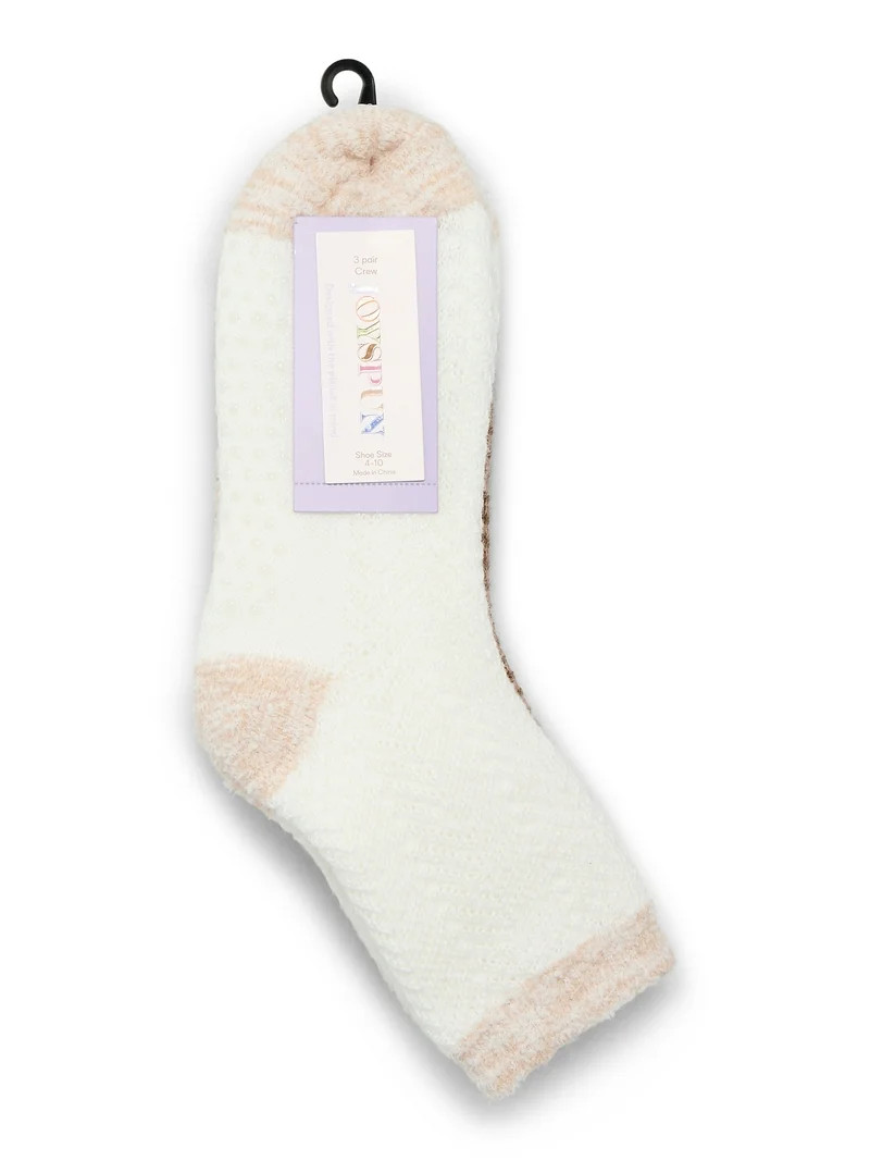 Joyspun Women's Double Layer Crew Lounge Socks, 3-Pack, Fits Shoe Sizes 4-10 | Walmart (US)