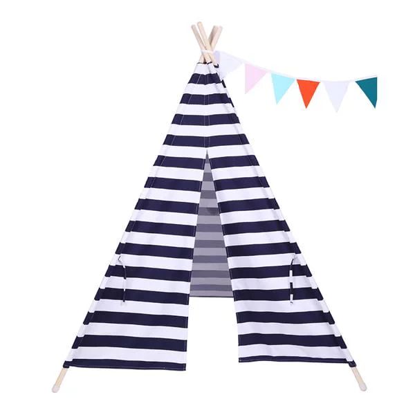 Kids Teepee Portable Kids Tent with Colorful Flag & Pocket 100% Cotton & Canvas Pinstripes Teepee... | Walmart (US)