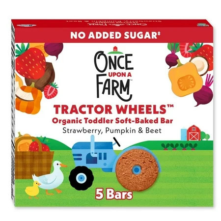 Once Upon a Farm Organic Tractor Wheels Toddler Bar, Strawberry, Pumpkin & Beet, 5ct | Walmart (US)