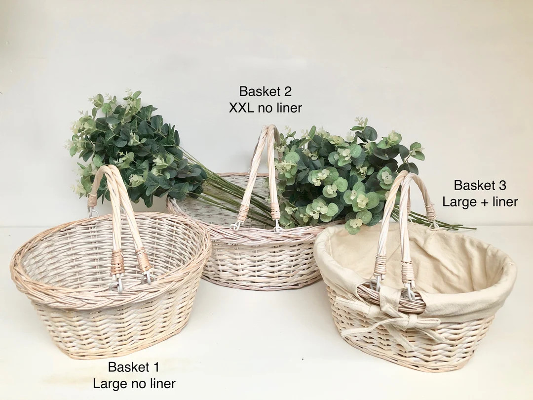 White Wash Confetti Willow Basket, Swing Handled Basket, Storage Basket, Wedding Basket, Confetti... | Etsy (US)