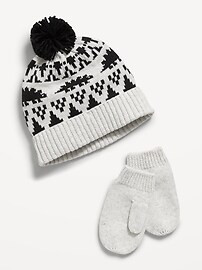 Pom-Pom Beanie and Mittens Set for Toddler Boys | Old Navy (US)