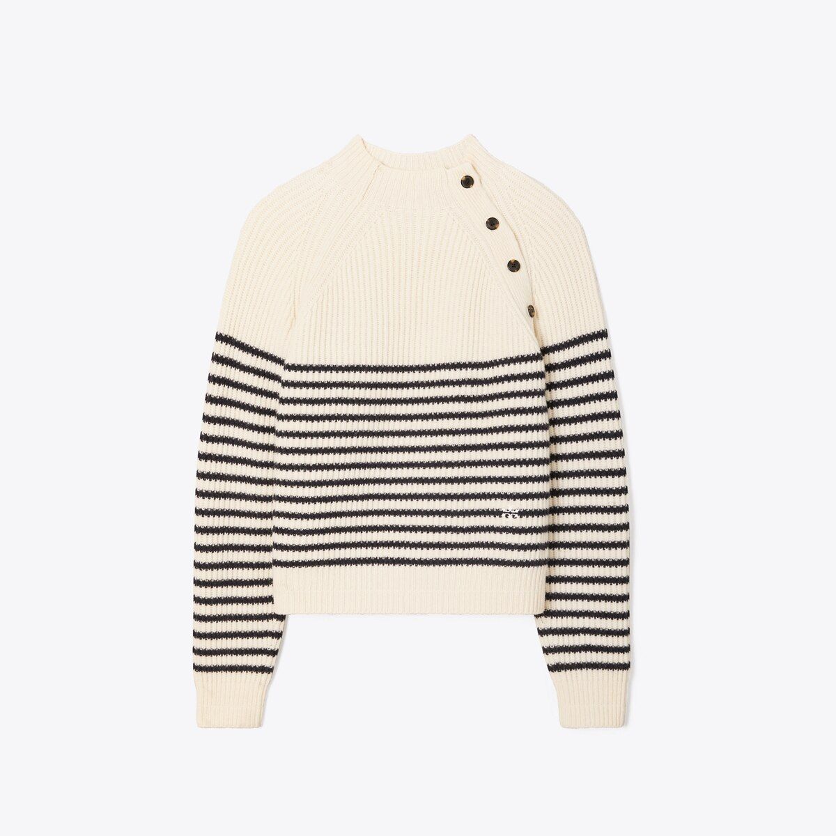 Breton-Stripe Merino Mock-Neck Sweater | Tory Burch (US)