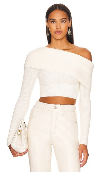 Lindsay Off Shoulder Sweater in Ivory | Revolve Clothing (Global)