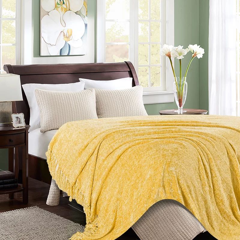 Amberly Chenille Velvety Texture Decorative Blanket | Wayfair North America