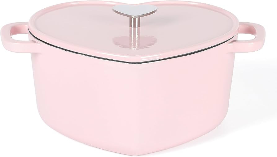 Martha Stewart Heart Shaped 4-Quart Enamel Cast Iron Dutch Oven - Pink | Amazon (US)