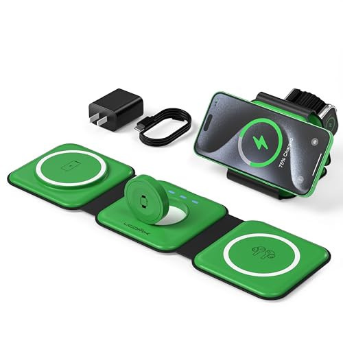 UCOMX 3 in 1 Charging Station for Multple Devices,Foldable 3 in 1 Wireless Charger for Travel,Nano Wireless Charging Station for iPhone16 15 14 13 12 Pro Max/Watch 10 9 8 7 6 5 4 3 Ultra/AirPod Pro | Amazon (US)