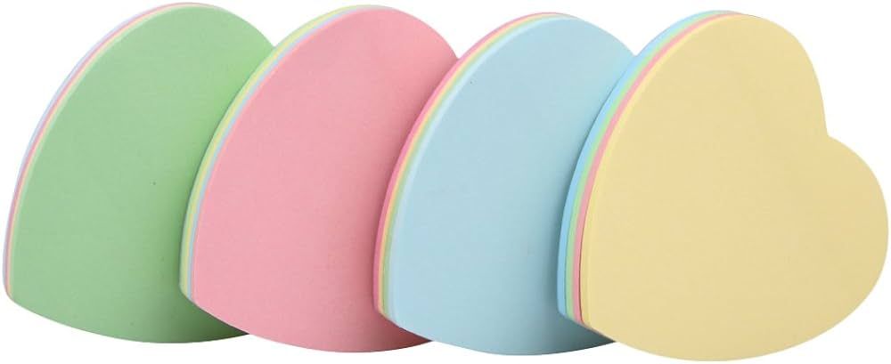 GTHER Heart Shaped Sticky Notes, Colored Sticky Notes Heart Pink Red Blue Cute Fun Love Self-Adhe... | Amazon (US)