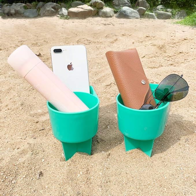 Home Queen Beach Cup Holder with Pocket, Multi-Functional Sand Cup Holder for Beverage Phone Sung... | Amazon (US)