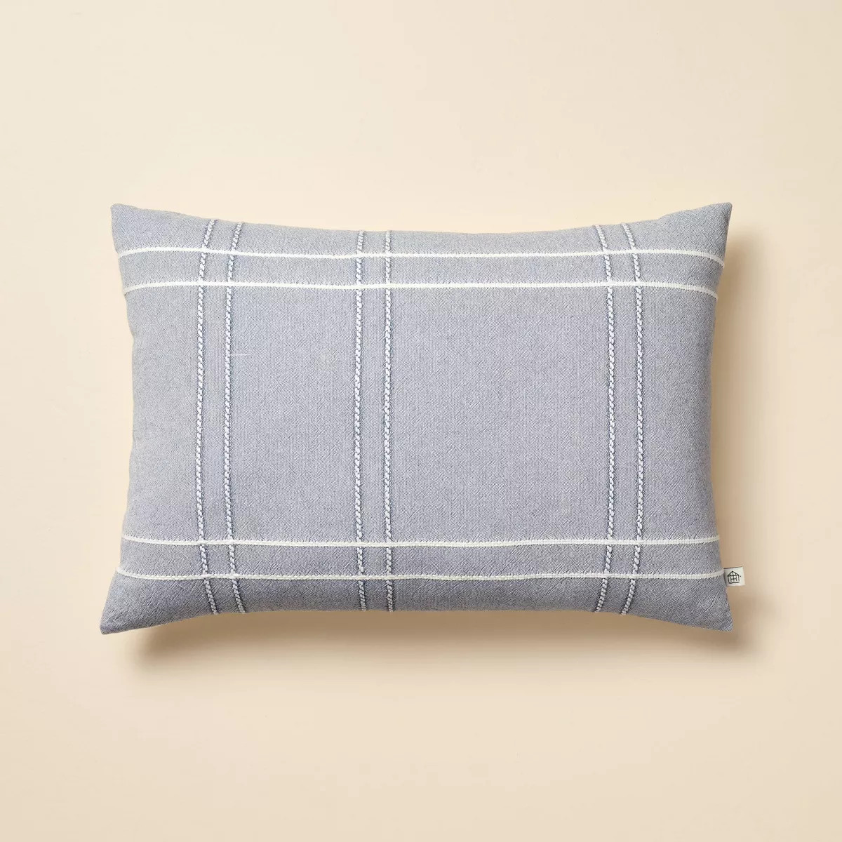 14"x20" Cross Stripe Lumbar Throw Pillow Washed Blue - Hearth & Hand™ with Magnolia | Target