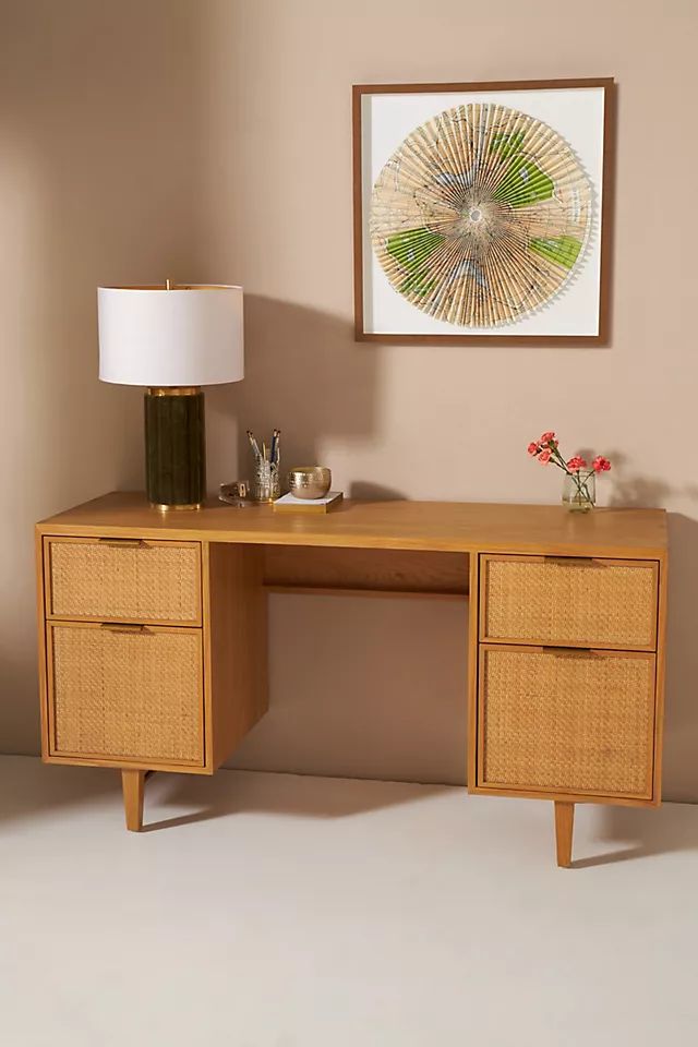Wallace Cane and Oak Desk | Anthropologie (US)