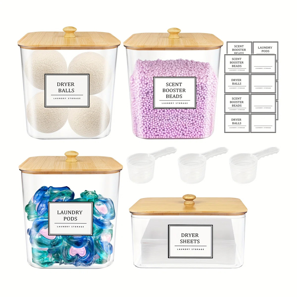 3+1 Pack Laundry Pods Container, Clear Laundry Room Organization Containers, Large LaundryDeterge... | Wayfair North America