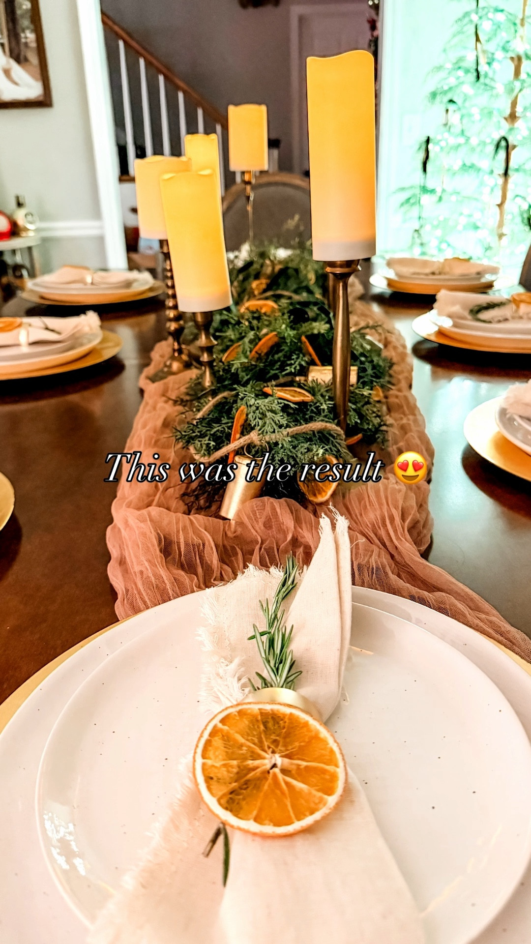 This was the inspo… and this was the result.” ✨
I wanted a January table that felt calm + cozy — wintery without feeling like Christmas. A little greenery, dried citrus, candles, and simple layers made such a difference. 🤍

I linked similar plates, chargers, napkins, greenery, candles, and dried oranges so you can recreate the look at home — budget-friendly options included! 🍊🌿

Tap to shop and save for later!

#wintertablescape #tablescapeideas #homeinspo #cozyhome #diningroomdecor

#LTKSeasonal #LTKOver40 #LTKHome