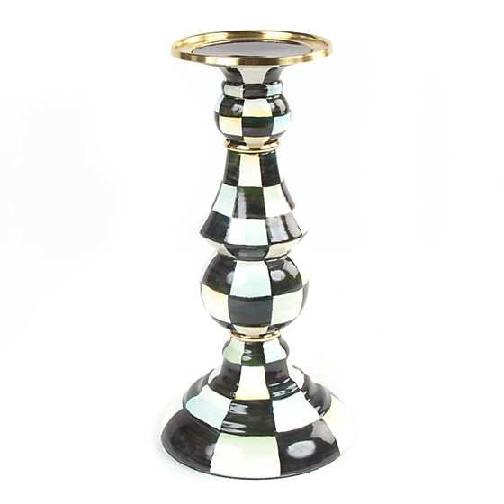 Courtly Check Enamel Pillar Candlestick - Large | MacKenzie-Childs