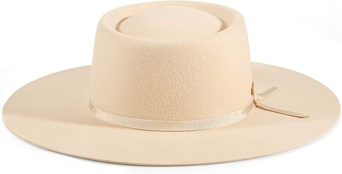 FEMSÉE Fedora Hats for Women Pork Pie Firm Felt Hat- 100% Wool Felt Hat Vintage Wide Brim Winter... | Amazon (US)