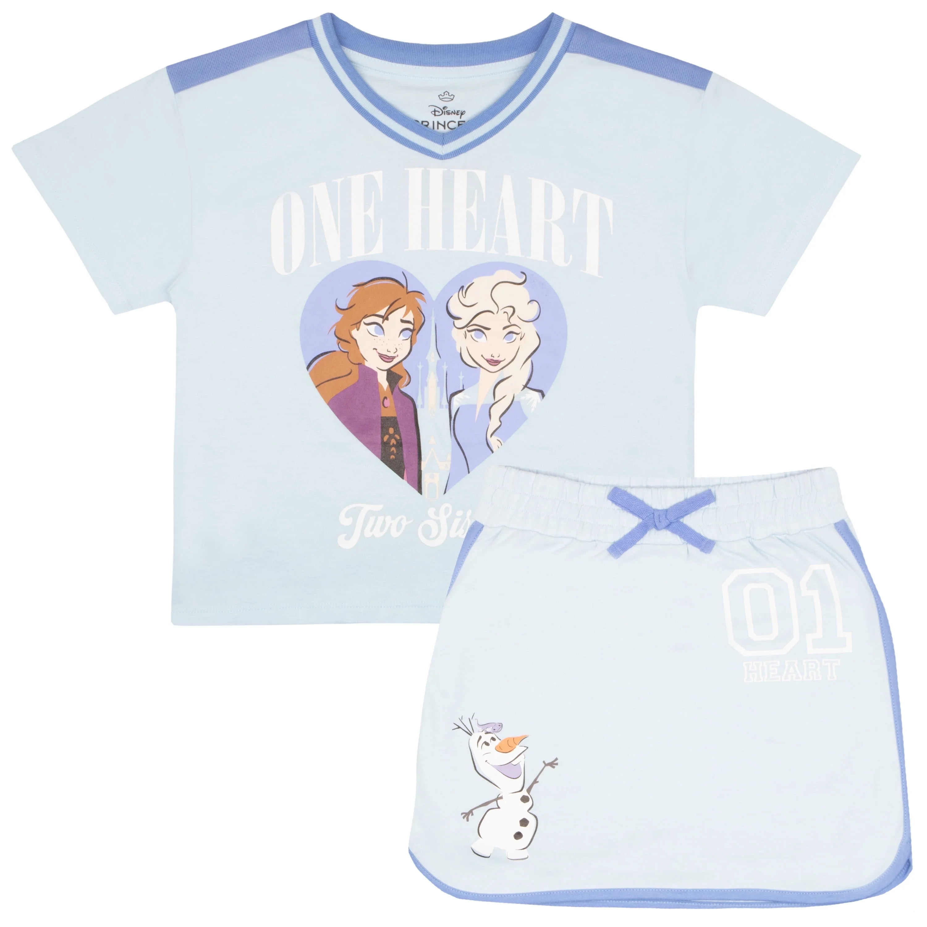 Disney Frozen Elsa & Anna Girls 2-Piece Set - Casual Short Sleeve Graphic Print T-Shirt and Skort... | Walmart (US)