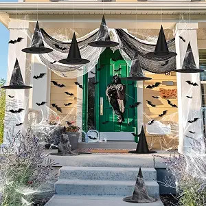 48 Pieces Halloween Decorations Includes 12 Pcs Cosplay Costume Witch Hat 32 Pcs 3D Bats Wall Dec... | Amazon (US)