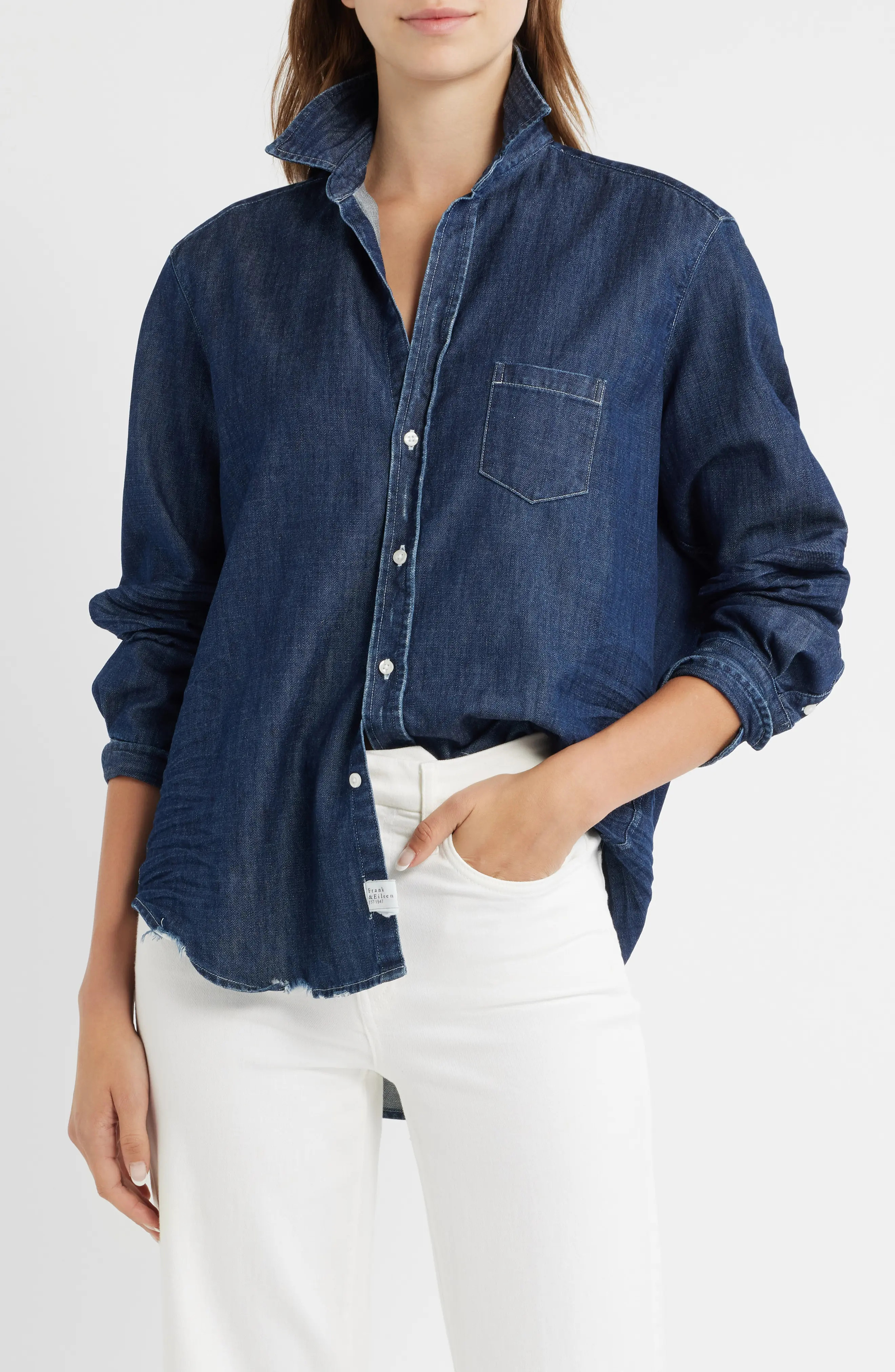 Frank & Eileen Eileen Relaxed Denim Button-Up Shirt in Denim Wash at Nordstrom, Size X-Small | Nordstrom