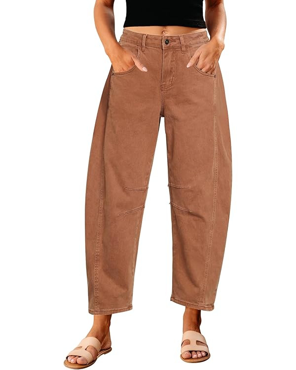 GRAPENT Barrel Jeans Denim Trouser Ankle Pants | Amazon (US)