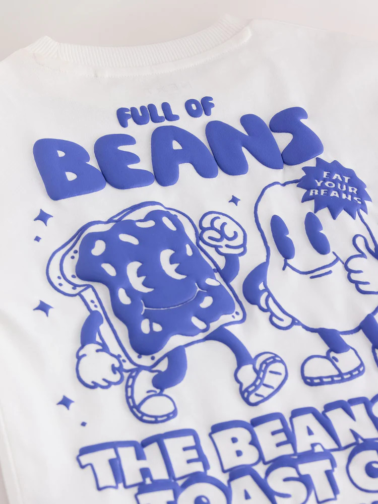 Blue/White Beans and Toast Short Sleeve Back Graphic T-Shirt (3mths-7yrs) | Next US