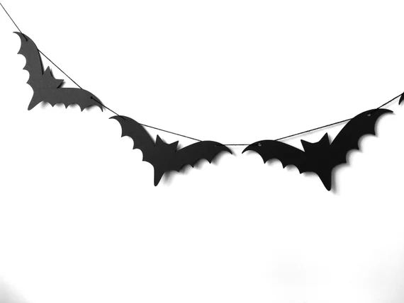 Halloween Bat Garland, Bunting Party Decor, October Birthday Banner, Black Halloween Decor, Photo... | Etsy (US)