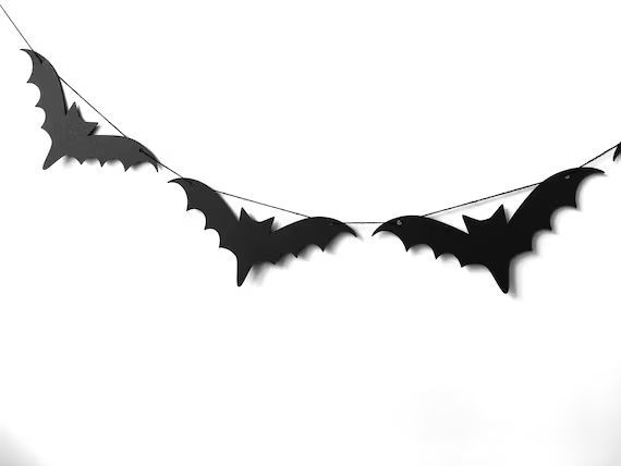 Halloween Bat Garland, Bunting Party Decor, October Birthday Banner, Black Halloween Decor, Photo... | Etsy (US)